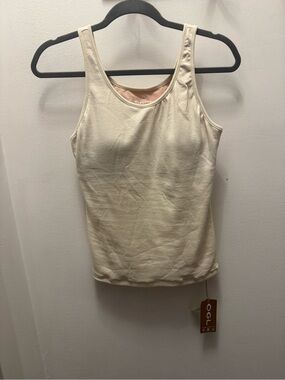 OGL Cream Sleeveless Tank Top with Built In Bra